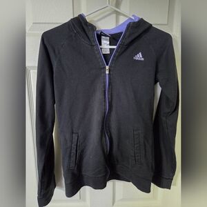 Adidas Kids Black and Purple Hoodie Jacket